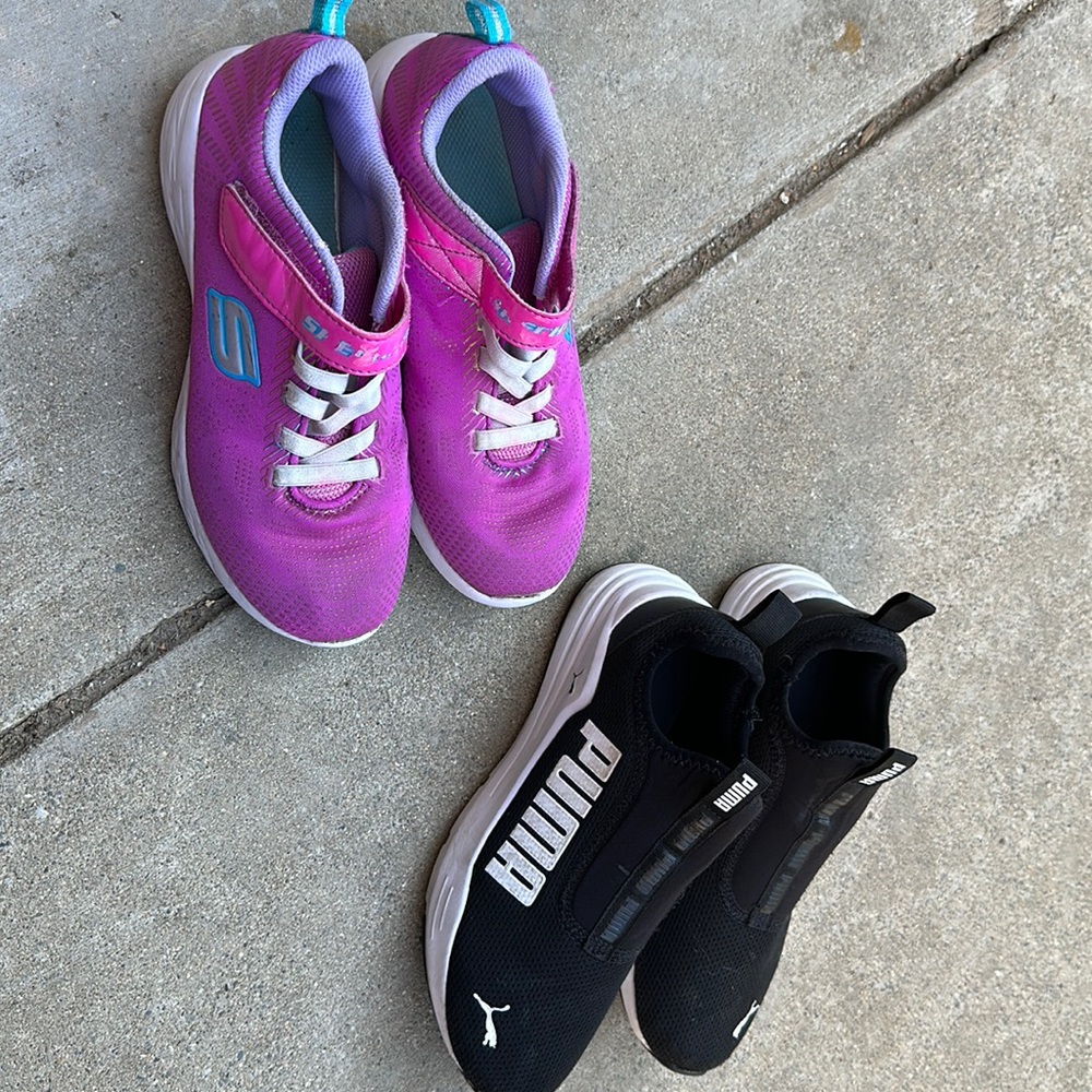 Size 4 shoes one Puma and one sketchers. Used in good condition.